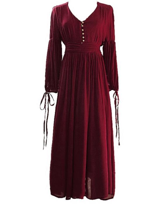 Western Halloween Cosplay Queen Wine Red Dress European Traditional Middle Ages Court Costume for Women