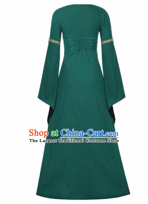 Western Halloween Cosplay Green Dress European Traditional Middle Ages Court Princess Costume for Women