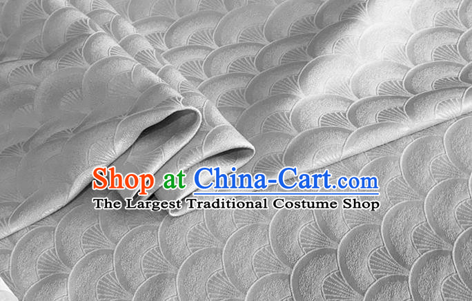 Asian Chinese Classical Scale Pattern Design Grey Brocade Jacquard Fabric Traditional Cheongsam Silk Material