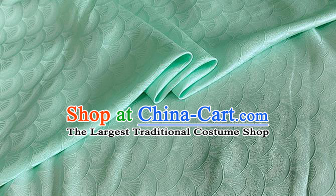 Asian Chinese Classical Scale Pattern Design Light Green Brocade Jacquard Fabric Traditional Cheongsam Silk Material