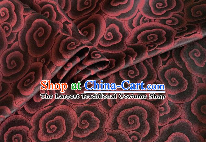 Asian Chinese Classical Clouds Pattern Design Brown Brocade Jacquard Fabric Traditional Cheongsam Silk Material