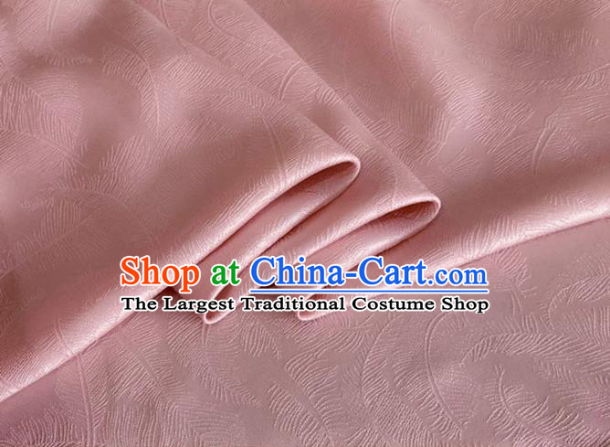 Asian Chinese Classical Feather Pattern Design Pink Brocade Jacquard Fabric Traditional Cheongsam Silk Material