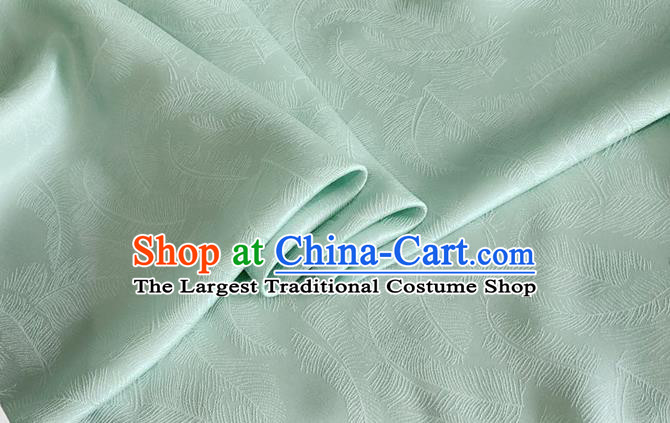 Asian Chinese Classical Feather Pattern Design Pea Green Brocade Jacquard Fabric Traditional Cheongsam Silk Material