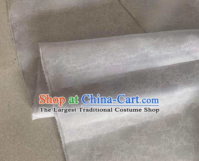 Asian Chinese Classical Phoenix Peony Pattern Design Grey Organza Jacquard Fabric Traditional Cheongsam Silk Material