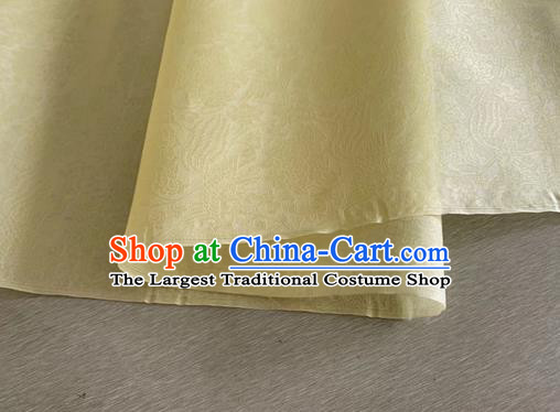 Asian Chinese Classical Phoenix Peony Pattern Design Yellow Organza Jacquard Fabric Traditional Cheongsam Silk Material
