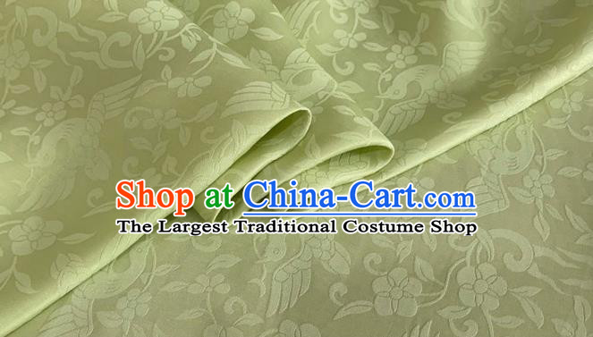 Asian Chinese Classical Birds Pattern Design Light Green Brocade Jacquard Fabric Traditional Cheongsam Silk Material