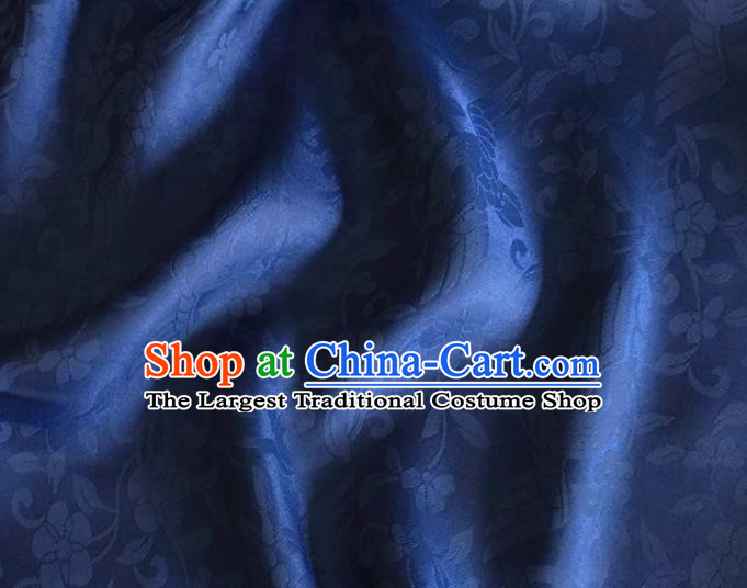 Asian Chinese Classical Birds Pattern Design Royalblue Brocade Jacquard Fabric Traditional Cheongsam Silk Material