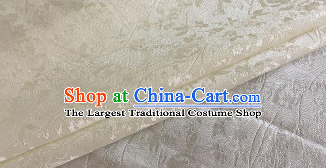 Asian Chinese Classical Jacquard Peony Pattern Design Beige Brocade Fabric Traditional Cheongsam Silk Material