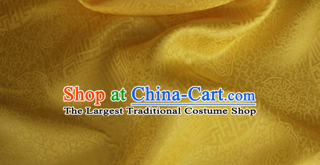 Asian Chinese Classical Longevity Pattern Design Golden Brocade Jacquard Fabric Traditional Cheongsam Silk Material