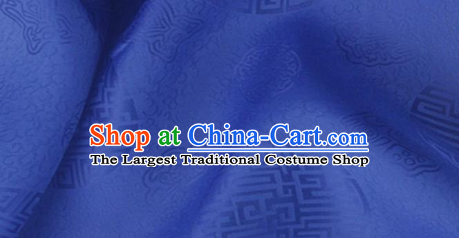 Asian Chinese Classical Longevity Pattern Design Deep Blue Brocade Jacquard Fabric Traditional Cheongsam Silk Material
