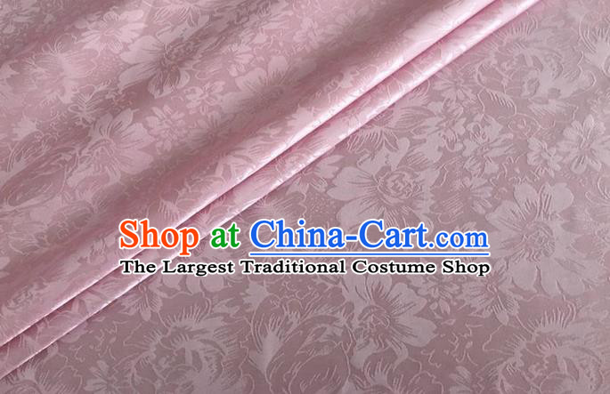 Asian Chinese Classical Rose Pattern Design Pink Silk Fabric Traditional Cheongsam Material