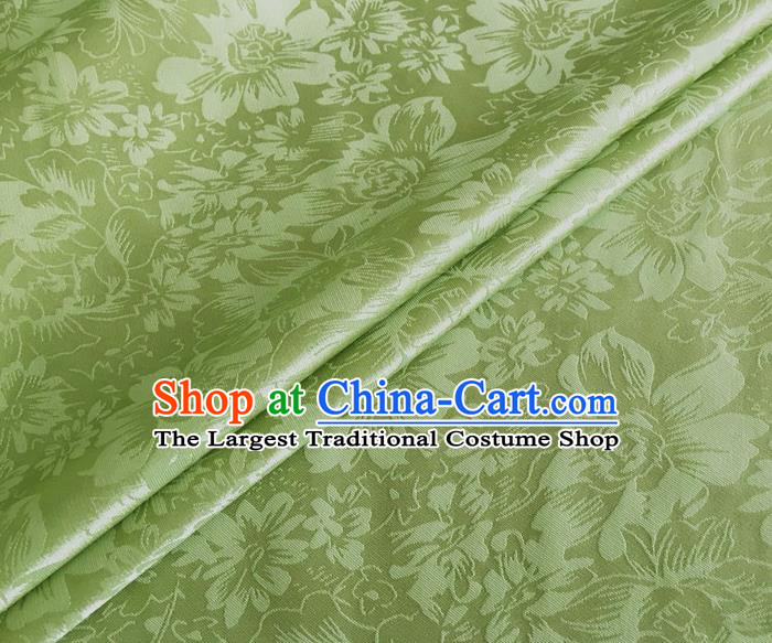 Asian Chinese Classical Rose Pattern Design Green Silk Fabric Traditional Cheongsam Material