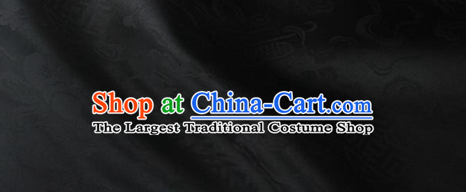 Asian Chinese Classical Ribbon Calabash Pattern Design Black Silk Fabric Traditional Cheongsam Material