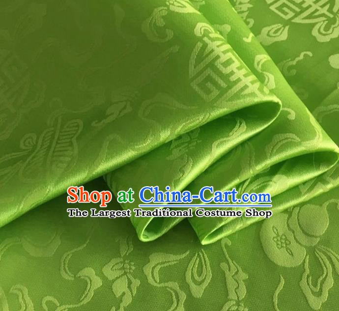 Asian Chinese Classical Ribbon Calabash Pattern Design Grass Green Silk Fabric Traditional Cheongsam Material
