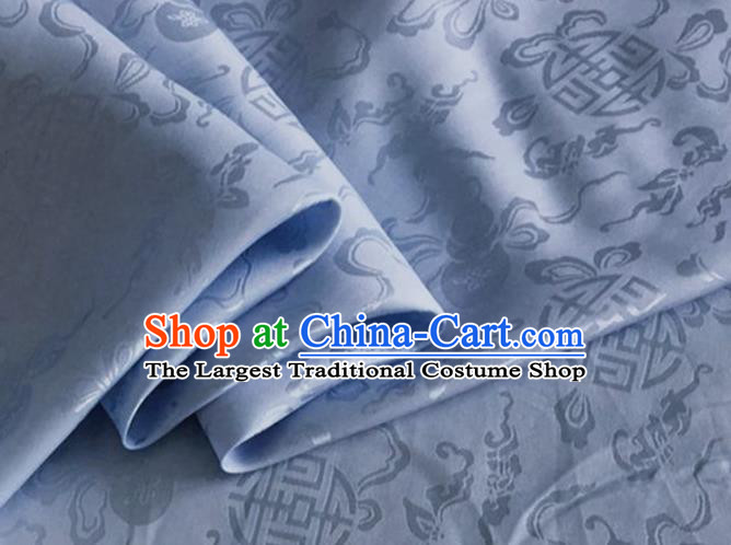 Asian Chinese Classical Ribbon Calabash Pattern Design Light Blue Silk Fabric Traditional Cheongsam Material