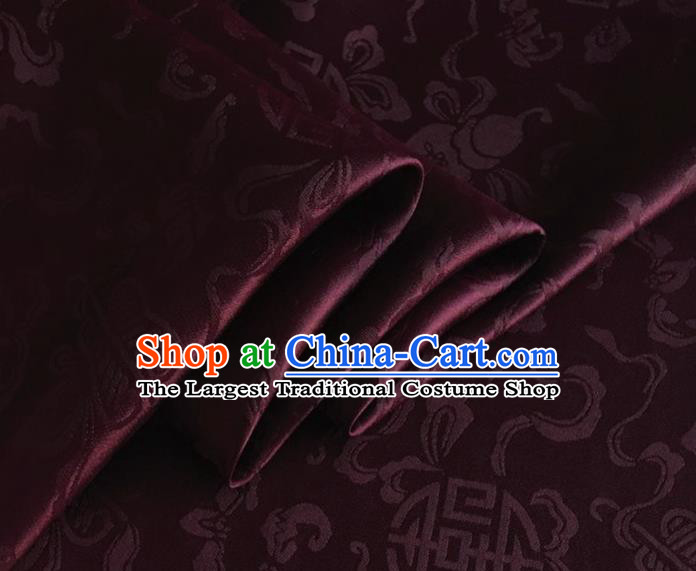 Asian Chinese Classical Ribbon Calabash Pattern Design Amaranth Silk Fabric Traditional Cheongsam Material