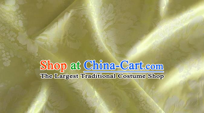 Asian Chinese Classical Peony Pattern Design Light Green Silk Fabric Traditional Cheongsam Brocade Material