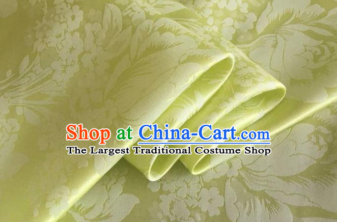 Asian Chinese Classical Peony Pattern Design Light Green Silk Fabric Traditional Cheongsam Brocade Material