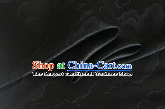 Asian Chinese Classical Cloud Pattern Design Black Silk Fabric Traditional Cheongsam Brocade Material