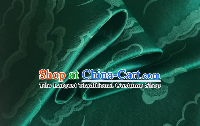 Asian Chinese Classical Cloud Pattern Design Green Silk Fabric Traditional Cheongsam Brocade Material