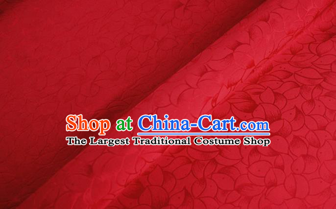 Asian Chinese Classical Lotus Petals Pattern Design Red Silk Fabric Traditional Cheongsam Brocade Material