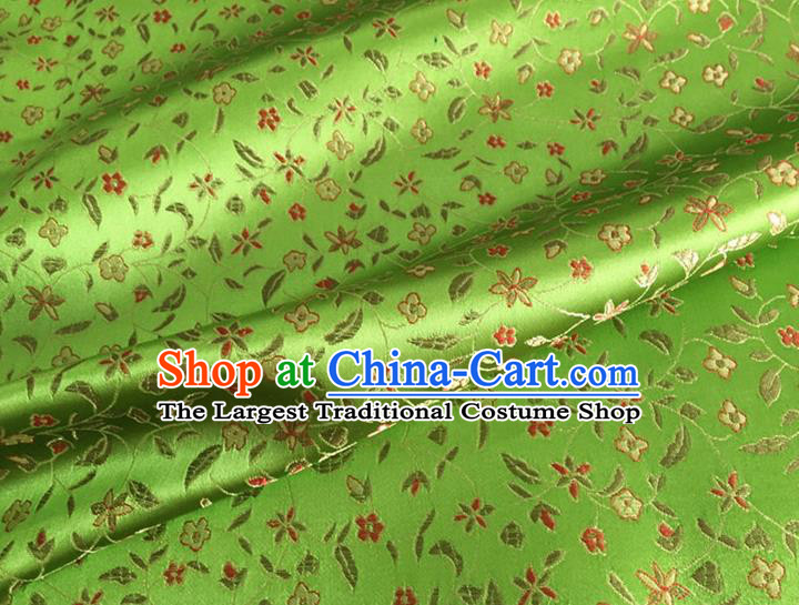Asian Chinese Classical Pepper Flowers Pattern Design Green Brocade Fabric Traditional Cheongsam Silk Material