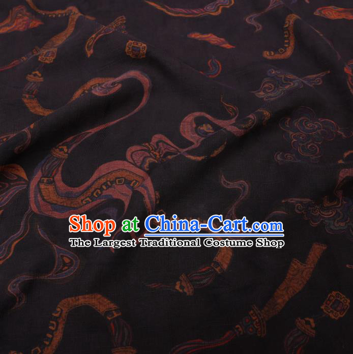 Chinese Cheongsam Classical Pattern Design Black Watered Gauze Fabric Asian Traditional Silk Material