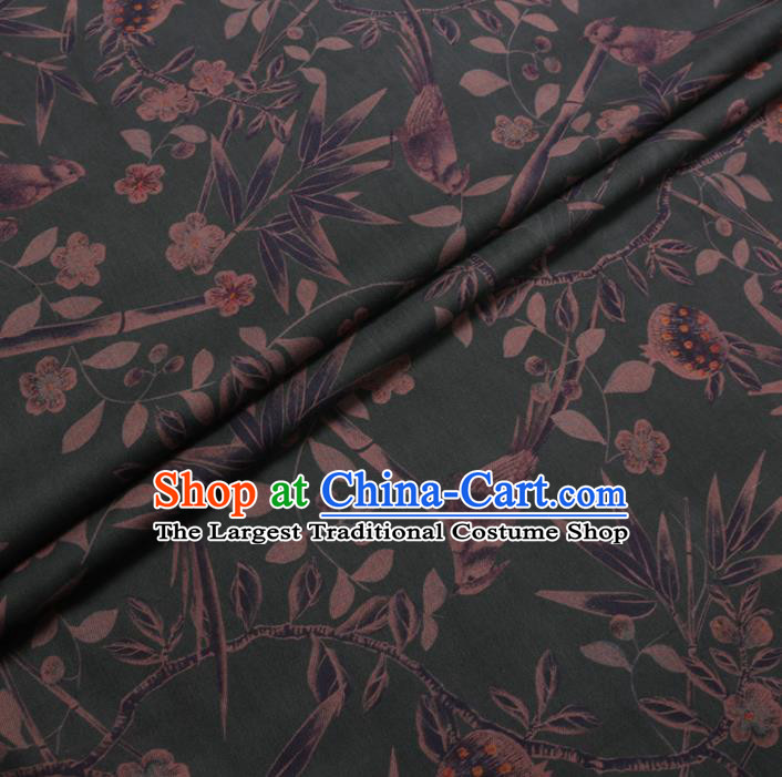 Chinese Cheongsam Classical Plum Blossom Pattern Design Green Watered Gauze Fabric Asian Traditional Silk Material