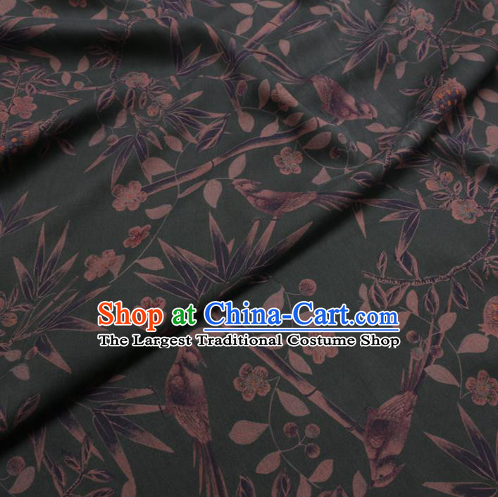 Chinese Cheongsam Classical Plum Blossom Pattern Design Green Watered Gauze Fabric Asian Traditional Silk Material