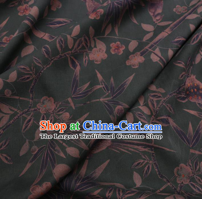 Chinese Cheongsam Classical Plum Blossom Pattern Design Green Watered Gauze Fabric Asian Traditional Silk Material