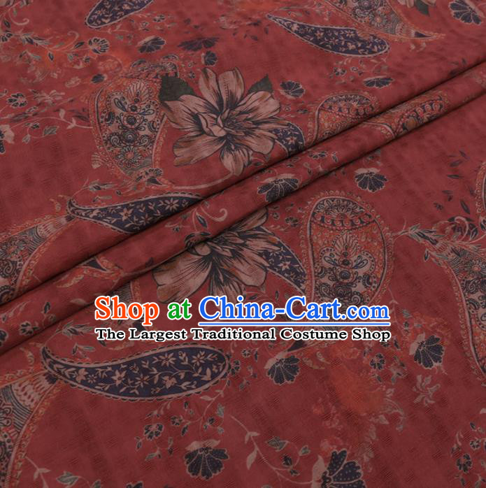 Chinese Cheongsam Classical Paisley Pattern Design Red Watered Gauze Fabric Asian Traditional Silk Material