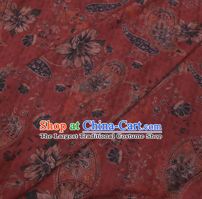 Chinese Cheongsam Classical Paisley Pattern Design Red Watered Gauze Fabric Asian Traditional Silk Material