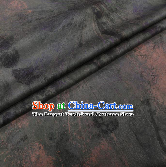 Chinese Cheongsam Classical Lotus Pattern Design Olive Green Watered Gauze Fabric Asian Traditional Silk Material