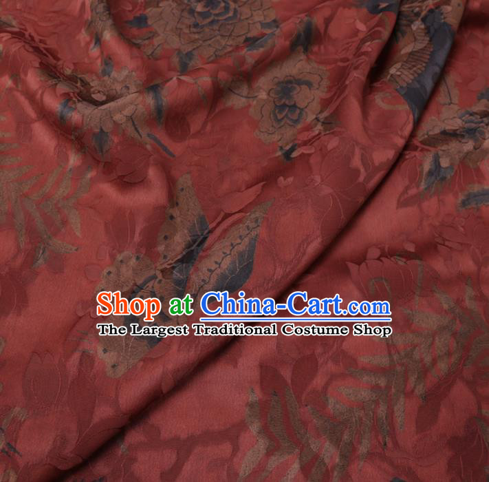 Chinese Cheongsam Classical Peony Phoenix Pattern Design Red Watered Gauze Fabric Asian Traditional Silk Material