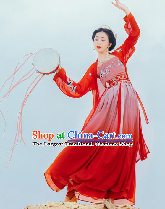 Chinese Ancient Bride Embroidered Red Dress Traditional Song Dynasty Female Swordsman Costumes for Women