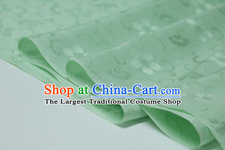 Chinese Classical Plum Pattern Design Green Mulberry Silk Fabric Asian Traditional Cheongsam Silk Material