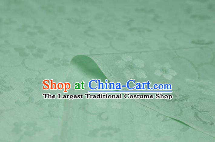 Chinese Classical Plum Pattern Design Green Mulberry Silk Fabric Asian Traditional Cheongsam Silk Material