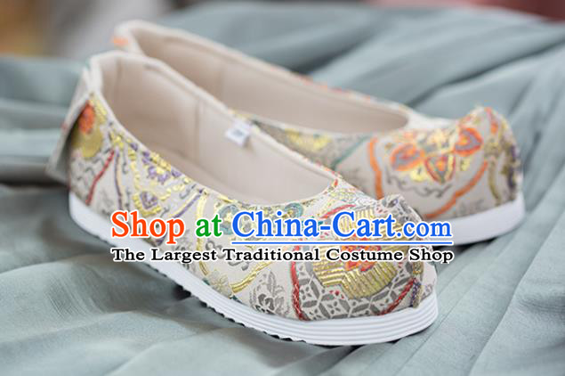 Chinese Traditional Beige Brocade Shoes Opera Shoes Hanfu Shoes Wedding Shoes for Women