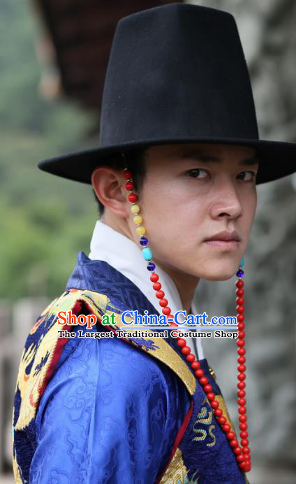 Traditional Chinese Ming Dynasty Swordsman Black Hat Ancient Imperial Guards Headwear for Men