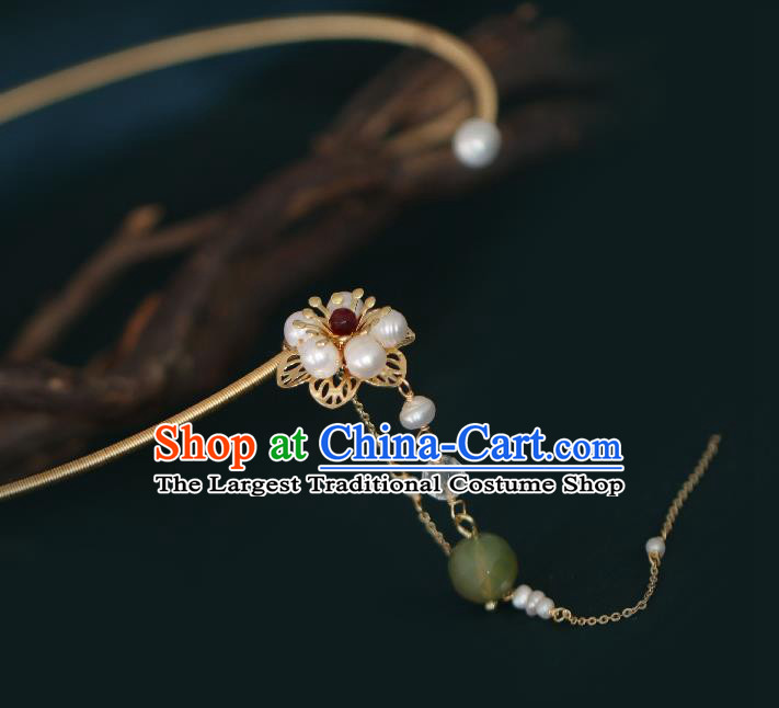 Chinese Traditional Ming Dynasty Precious Stones Pearls Plum Necklace Handmade Ancient Princess Necklet Accessories for Women