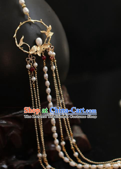 Chinese Traditional Ming Dynasty Waist Accessories Handmade Ancient Princess Pearls Tassel Pendant for Women