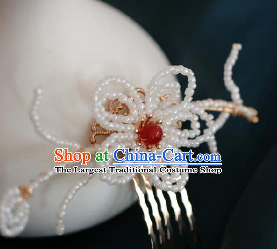 Chinese Handmade Ming Dynasty Princess Beads Hair Comb Hairpins Ancient Hanfu Hair Accessories for Women