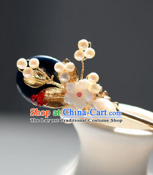 Chinese Handmade Ming Dynasty Queen Shell Flower Hairpins Ancient Hanfu Hair Accessories for Women