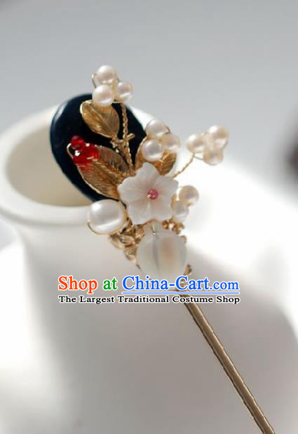 Chinese Handmade Ming Dynasty Queen Shell Flower Hairpins Ancient Hanfu Hair Accessories for Women