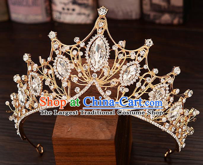 Top Handmade Bride Crystal Royal Crown Wedding Princess Hair Accessories for Women
