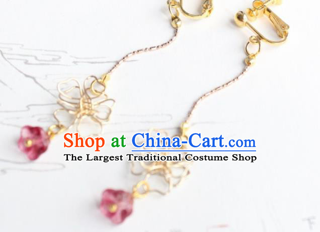 Chinese Traditional Hanfu Golden Earrings Handmade Ancient Princess Ear Accessories for Women