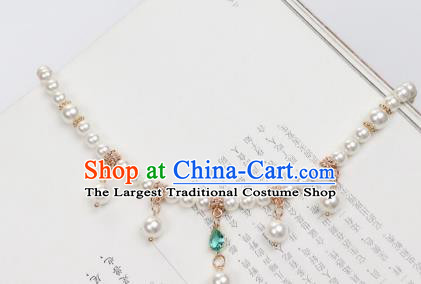 Chinese Traditional Hanfu Blue Crystal Necklace Handmade Ancient Princess Necklet Accessories for Women