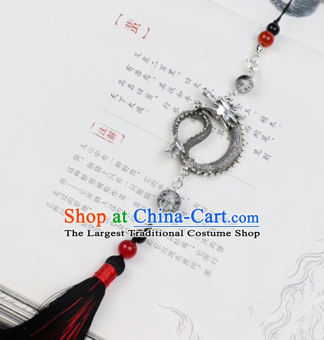 Chinese Traditional Ming Dynasty Dragon Waist Pendant Handmade Ancient Swordsman Belt Tassel Accessories