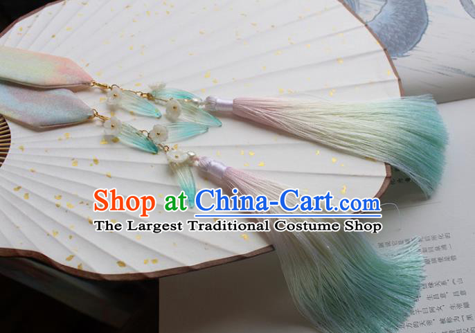 Chinese Traditional Hanfu Ming Dynasty Bamboo Leaf Ribbon Headband Handmade Ancient Princess Hair Accessories for Women