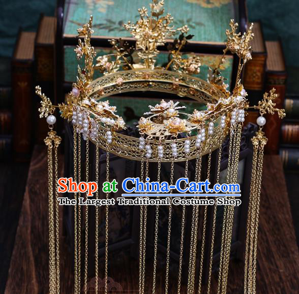 Traditional Chinese Wedding Retro Phoenix Coronet Hairpins Handmade Ancient Bride Hair Accessories for Women